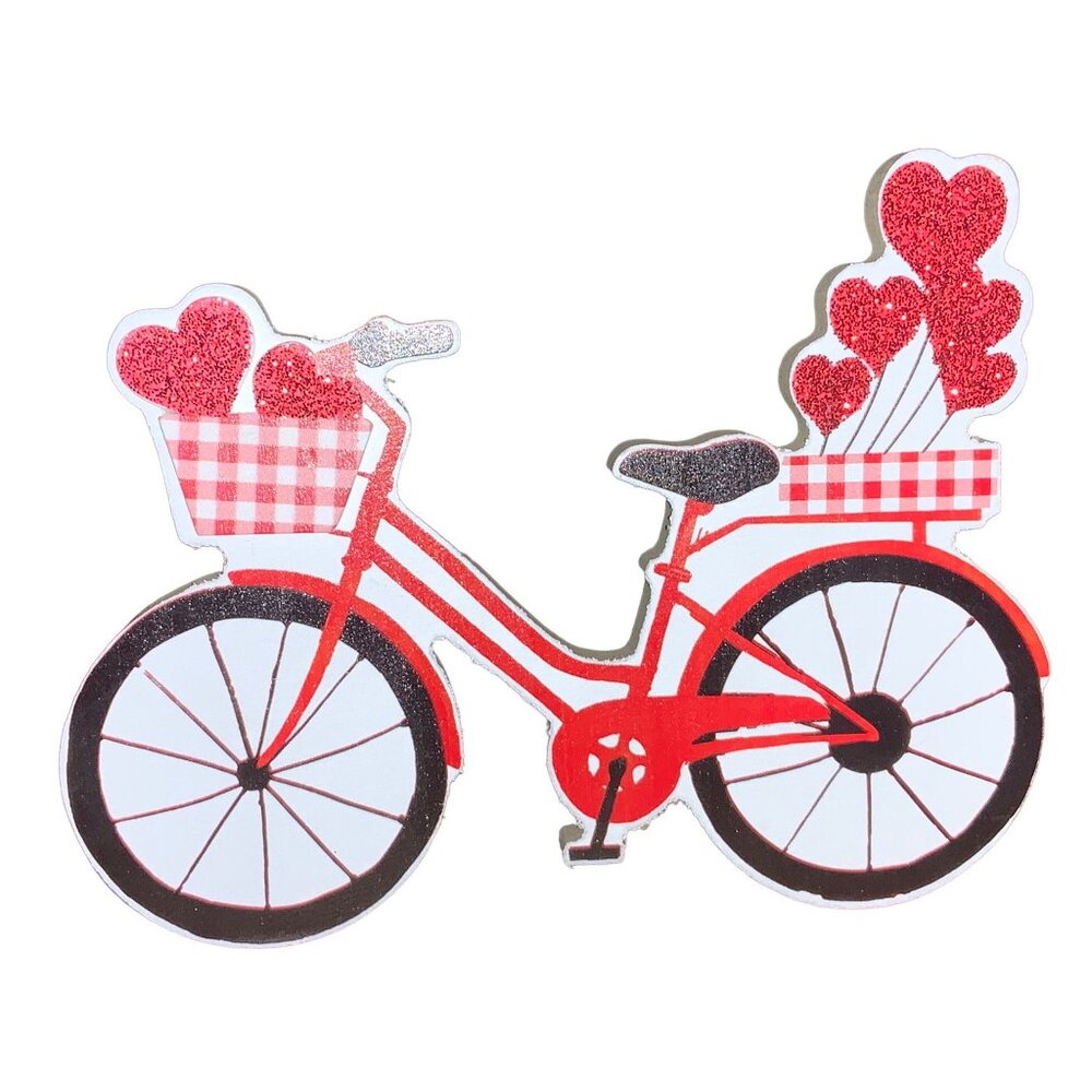 Red Bicycle Valentines Day Decorative Wooden Stand Love Is Beautiful - Picture 4 of 10